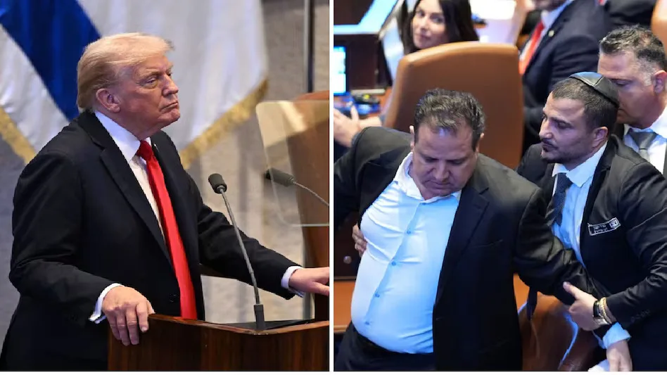 इजरायल संसद में ट्रंप के भाषण के दौरान नारेबाजी, ‘Genocide’ पोस्टर दिखाया, गाज़ा समर्थक दो सांसद निकाले गए