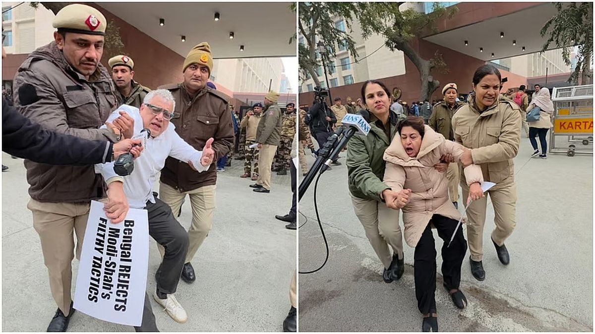 TMC Leaders Detained During Massive Protest Outside Home Ministry in Delhi