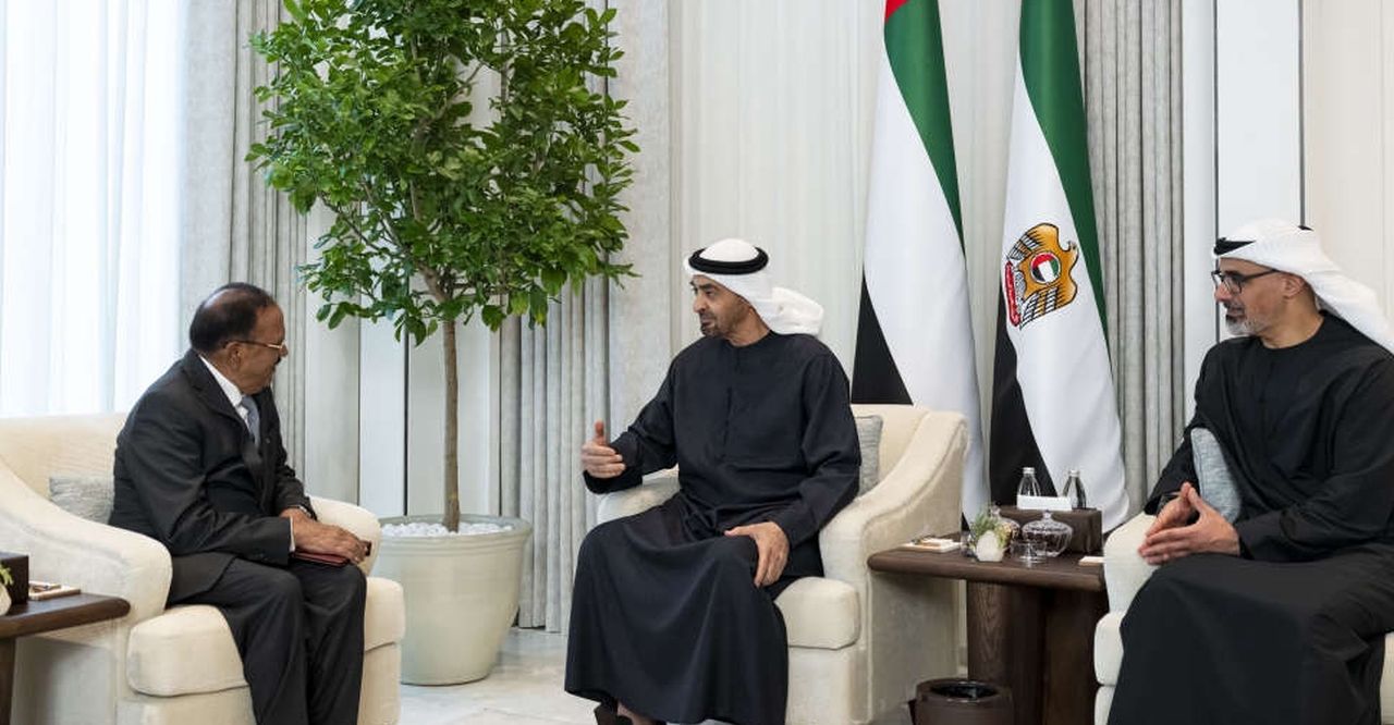 UAE President Sheikh Mohamed bin Zayed meets India’s National Security Advisor Ajit Doval in Abu Dhabi for key regional security talks