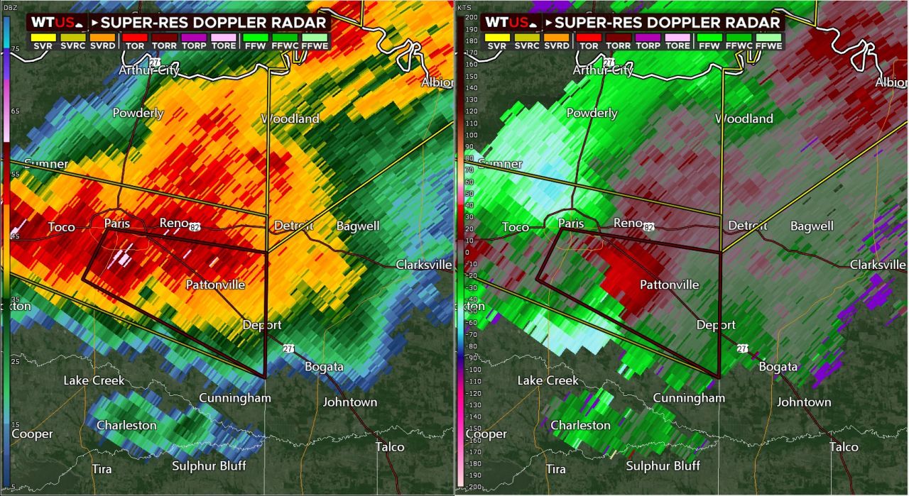 Tornado touches down near Paris and Pattonville as a dangerous twister strikes Lamar County, Texas